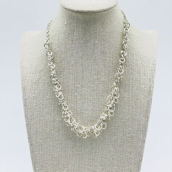 Multichain Necklace and Earrings Set Silver Tone New on Card Classic Career LARP - Picture 4 of 7